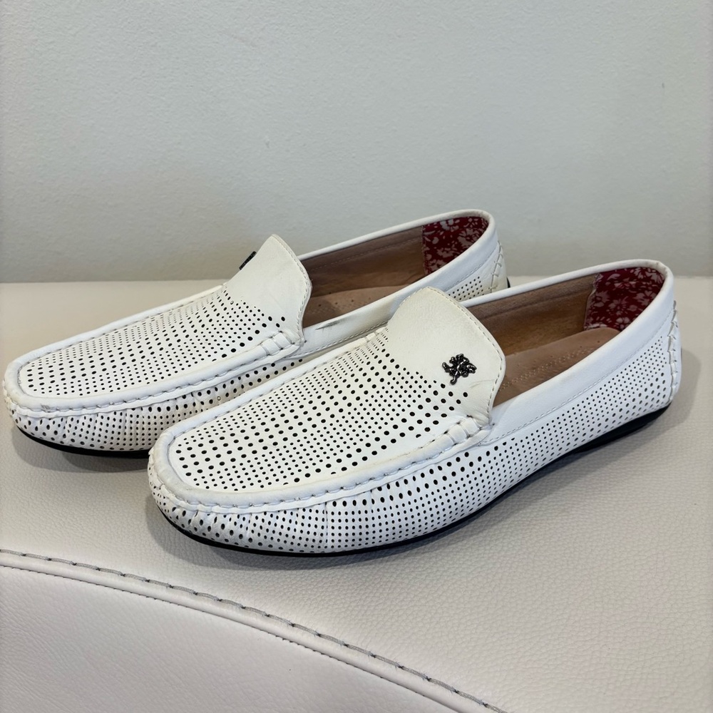 Stacy Adams Men’s "Pippin" White Perforated Loafer Shoes Size 9 Leather lined